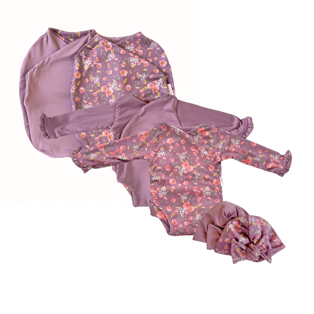 RUFFLE CUFF LONG SLEEVE NEWBORN ESSENTIALS BUNDLE in Classic Brushed - Image 17